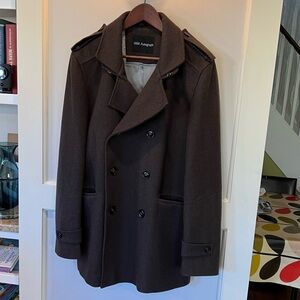 Marks & Spencer Double Breasted Felted Wool Pea Coat in army green SS large
